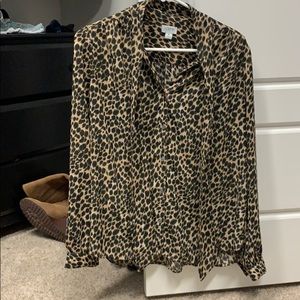 J. Crew Factory leopard tie top